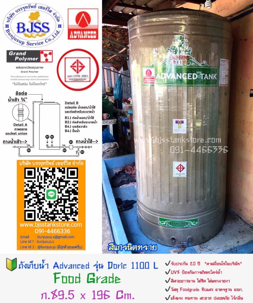 ถังเก็บน้ำ Advanced รุ่น Doric 1100 ลิตร